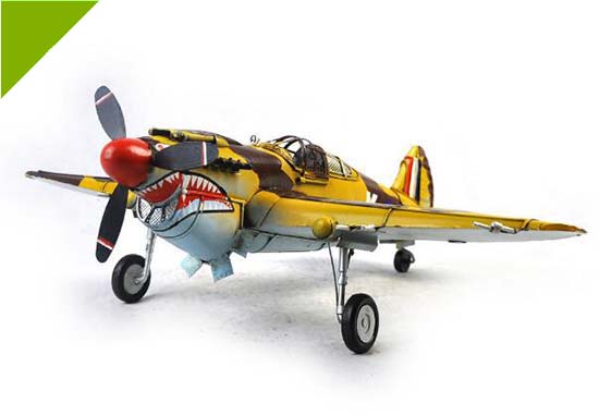 Vintage Red Large Tinplate P-40 Flying Tigers Fighter Aircraft