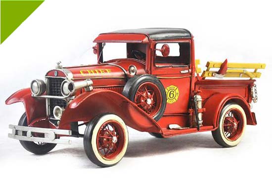 Red Medium Scale Vintage Tinplate U.S. Fire Engine Truck Model