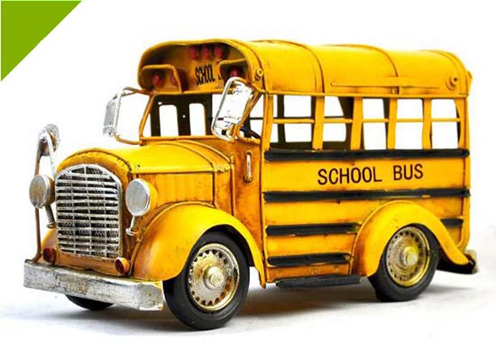Yellow Tinplate Medium Size Vintage U.S. School Bus Model