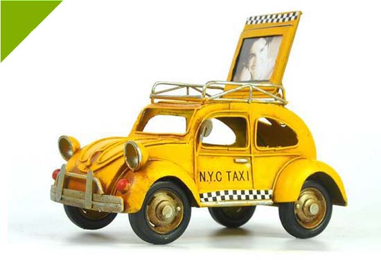 Yellow Mini Scale Vintage Tinplate N.Y.C Taxi Car Model