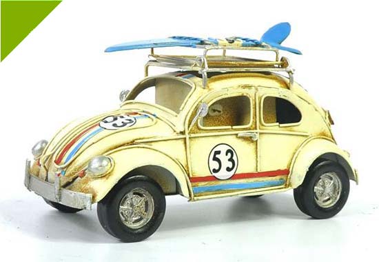 Tinplate White Medium Scale Vintage Volkswagen Beetle Model