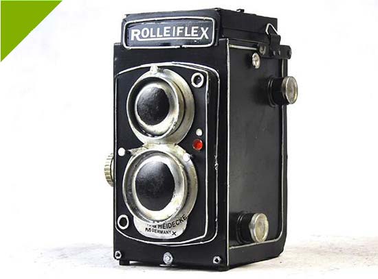 Tinplate Black Handmade Vintage Rolleiflex Camera Model