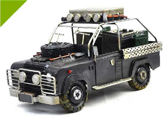 Handmade Tinplate Black / Yellow Military Land Rover Model