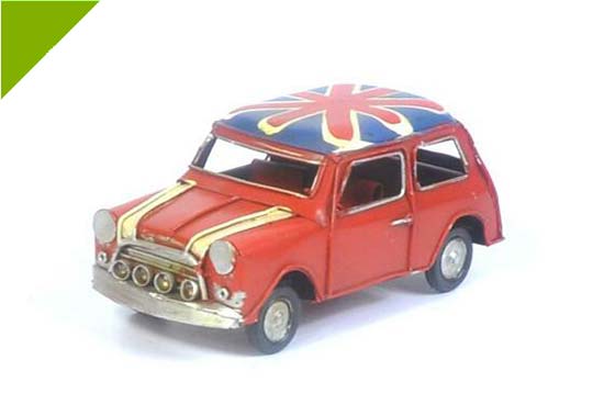 Small Scale Red /Blue National Flag Pattern Tinplate Vintage Car