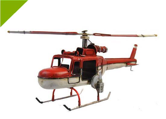 Medium Scale Red Retro Tinplate Helicopter Model