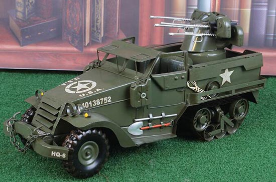 Army Green Large Scale Tinplate M3 Half-Track Panzer Model