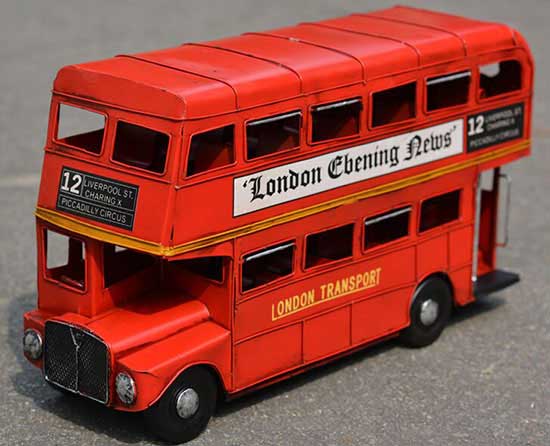 Large Scale Handmade Red Tin London Double Decker Bus Model