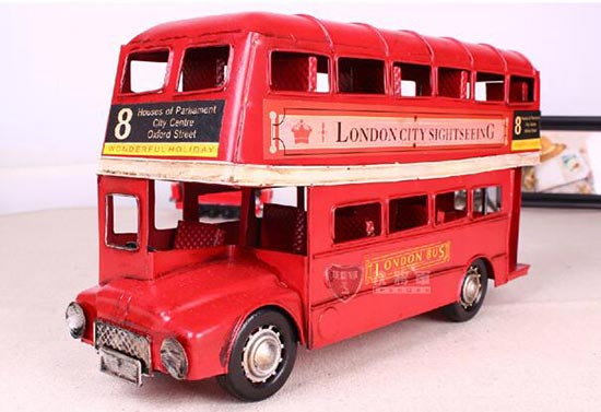 Red Medium Size NO.8 Tinplate London Double Decker Bus Model