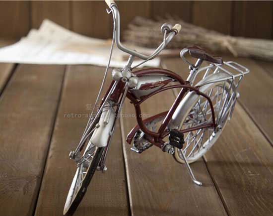 Medium Size Silver Tinplate Racer Bicycle Model