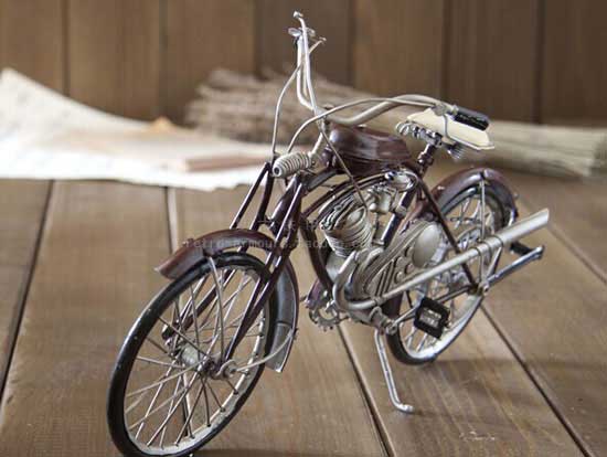 Medium Size Tinplate Bronze Vintage Motorcycle Model