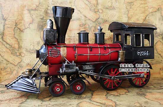 Red-Black 14 Inch Vintage Tinplate Train Model