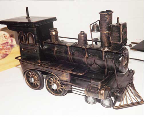 11 Inch Black Handmade Tinplate Vintage Train Model