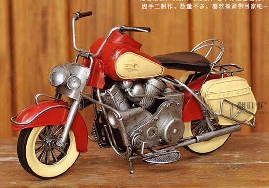 Red Medium Tinplate Vintage Harley Davidson Motorcycle Model