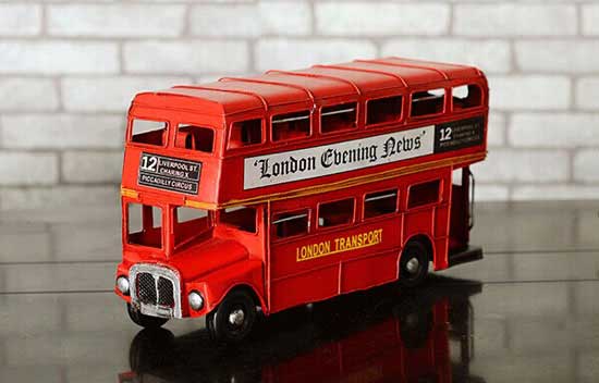 Red / White / Silver NO.12 Vintage London Double Decker Bus
