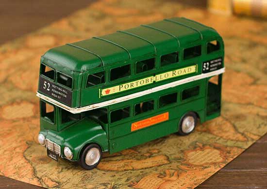 Medium Size Red / Green Vintage NO.52 London Double Decker Bus