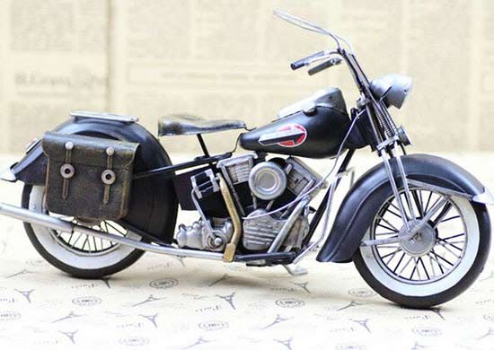 Medium Scale Black Tinplate Vintage Harley-Davidson Motorcycle