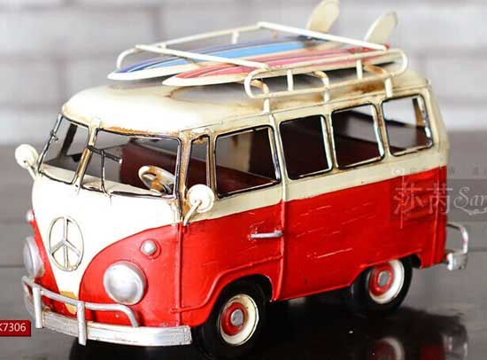 Red / Blue / Yellow / Pink Medium Size Tinplate VW Bus Model