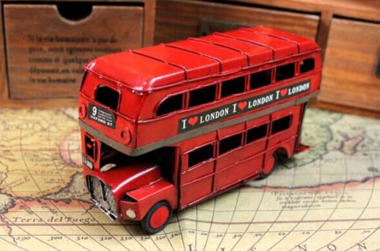 NO.9 Red Small Size Tinplate Vintage London Double Decker Bus
