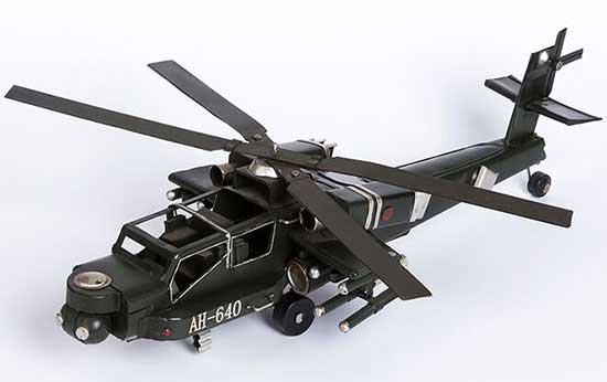 Black Large Scale Tinplate Apache AH640 Attack Helicopter Model