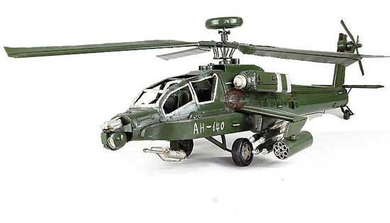 Large Scale Army Green Handmade Apache Attack Helicopter Model