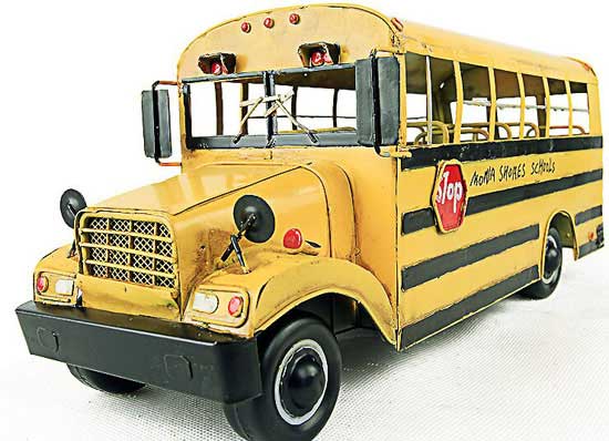 Handmade Yellow Medium Scale Tinplate 1960 U.S. School Bus Model