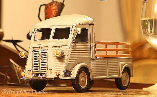 White Medium Scale Handmade Tinplate 1960s Citroen Truck Model
