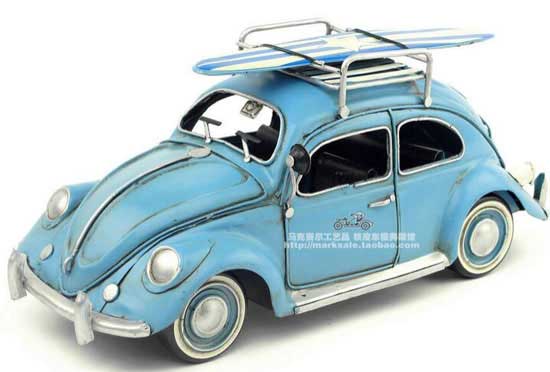 Blue Medium Scale Tinplate Vintage 1934 VW Beetle Model