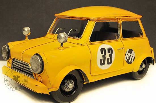 Yellow Medium Scale Handmade Vintage 1959 MINI COOPER Model
