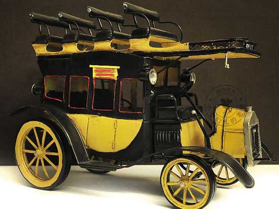 Medium Scale Black-Yellow Handmade 1925 Ford T-Type Bus Model