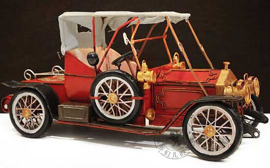 Red Medium Scale Handmade 1904 Rolls-Royce 10HP Model