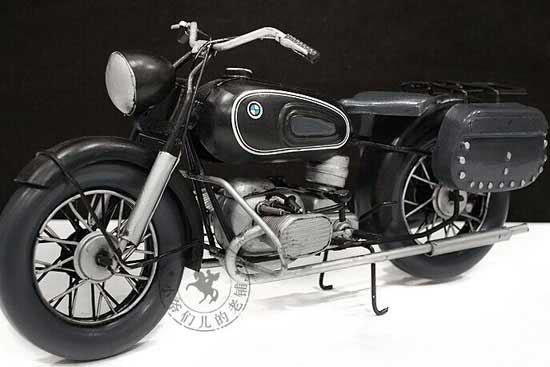 Black Medium Scale Tinplate Handmade BMW R60 Motorcycle Model