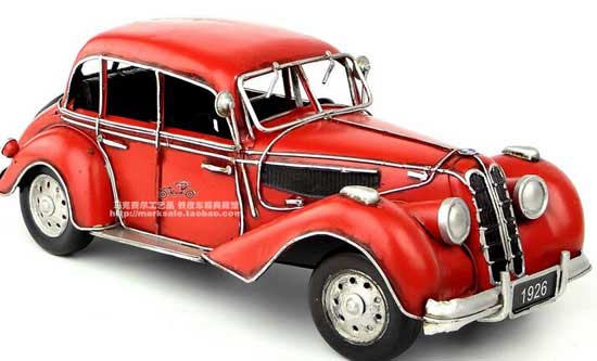 Red Medium Scale Handmade Vintage 1939 BMW 335 Sedan Model