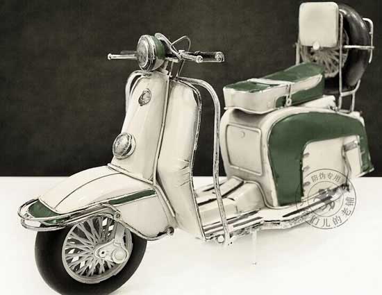 Large Scale Handmade Vintage White-Green 1951 Vespa Scooter