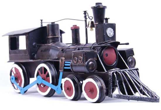 Black Handmade Medium Scale Tinplate Steam Locomotive Model