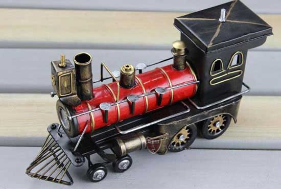 Handmade Red-Black Medium Scale Tinplate Steam Locomotive