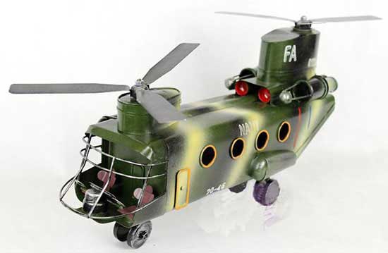Large Scale Army Green Handmade Vintage Military Helicopter
