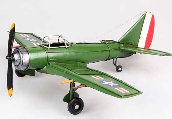 Handmade Army Green Medium Scale Tinplate Fighter Model