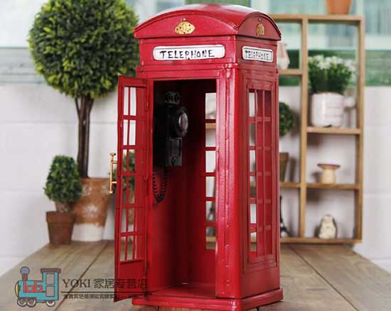 Medium Scale Red Handmade London Telephone Booth Model