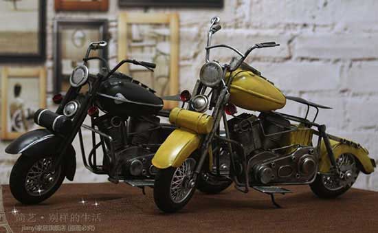 Tinplate Black / Yellow Handmade Harley Davidson Motorcycle