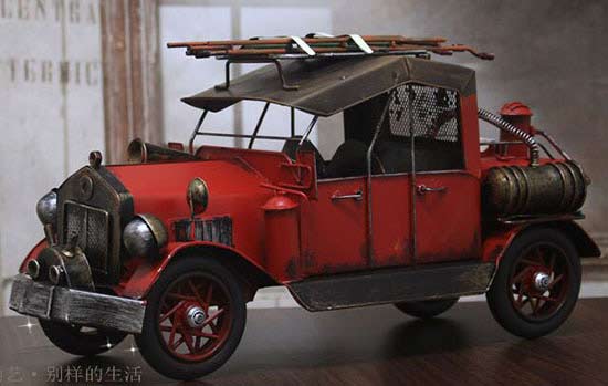 Red Handmade Tinplate Medium Scale Ford Vintage Car Model