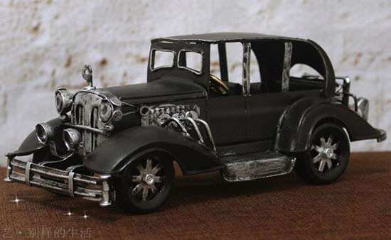 Handmade Black Small Scale Tinplate Ford Vintage Car Model