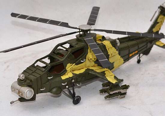 Army Green Tinplate Large Scale Handmade Apache Helicopter Model