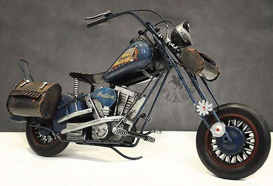 Handmade Blue Medium Scale 1938 Indian Motorcycle Model