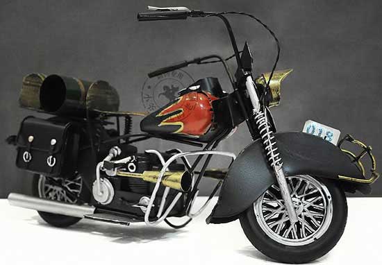 Tinplate Handmade Black-Red Retro Indian Motorcycle Model
