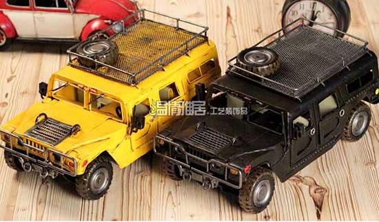 Retro Yellow / Black Handmade Tinplate Hummer H1 Model