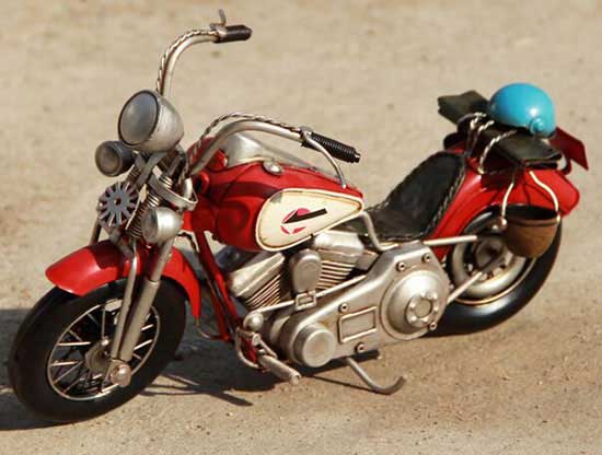 Red Handmade Medium Scale Tinplate Harley Davidson Motorcycle