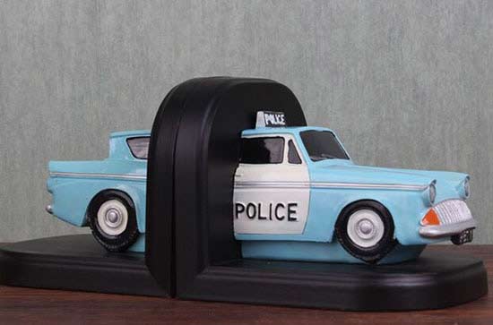 Handmade Blue-White Medium Scale Bookcase Police Car Model