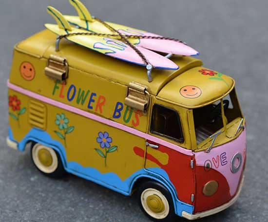 Colorful Painting Handmade Medium Scale Tin VW T1 Bus Model