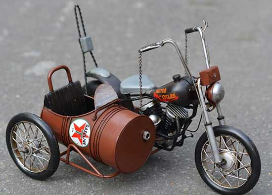 Medium Scale Handmade Tinplate Sidecar Motorcycle Model
