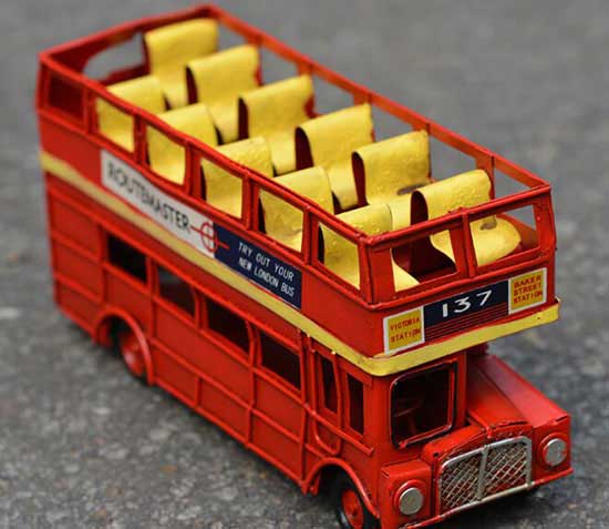Small Scale Handmade Red Tinplate London Double Decker Bus